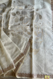 Off-White Khadi Cotton Saree with Gota Patti Embroidery 5470 03
