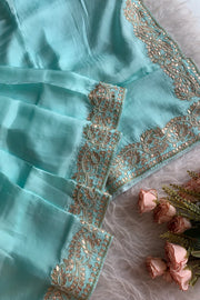 Ice Green Russian Silk Saree 5423 05