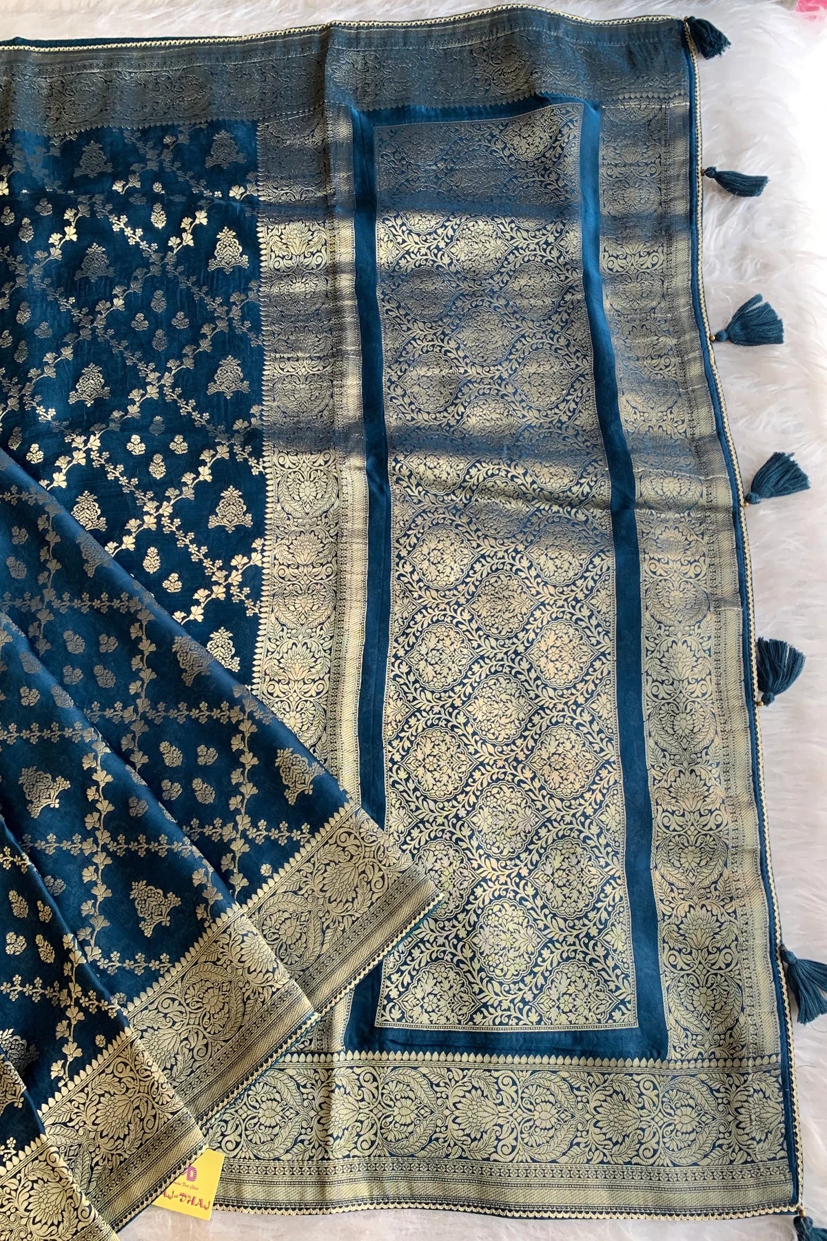Peacock Blue Kanchi Banarasi Saree 5176 08