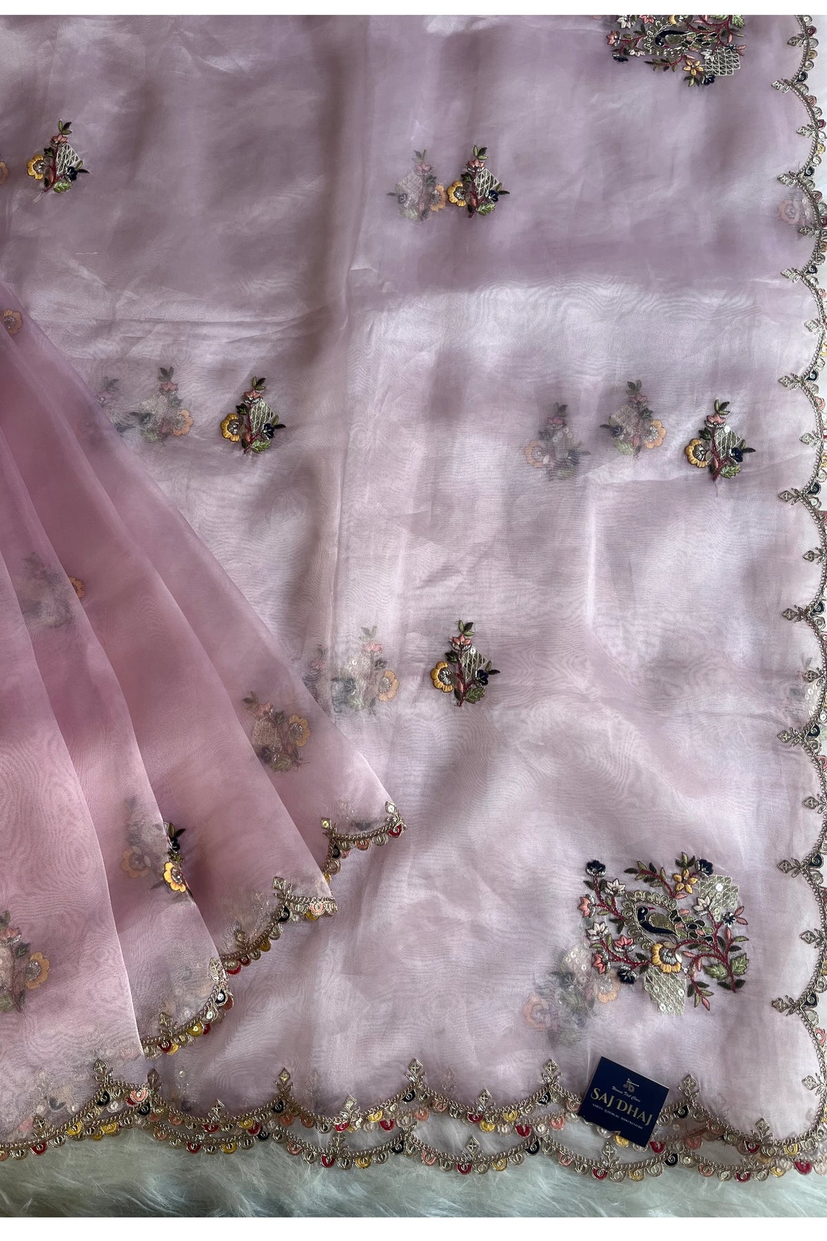Baby Pink Tissue Organza Saree 5822 02
