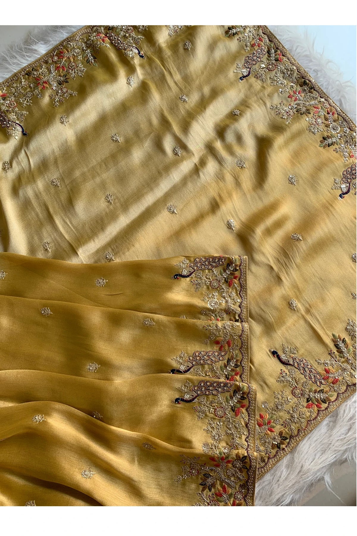 Mustard Yellow Kanchipuram Tissue Saree 5687 18