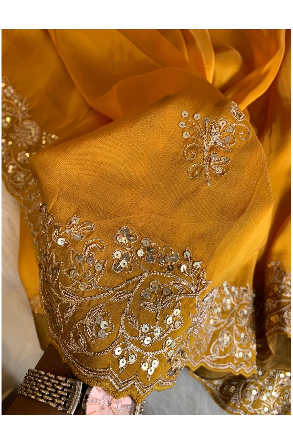 Mustard Habutai Silk Saree 5765 06
