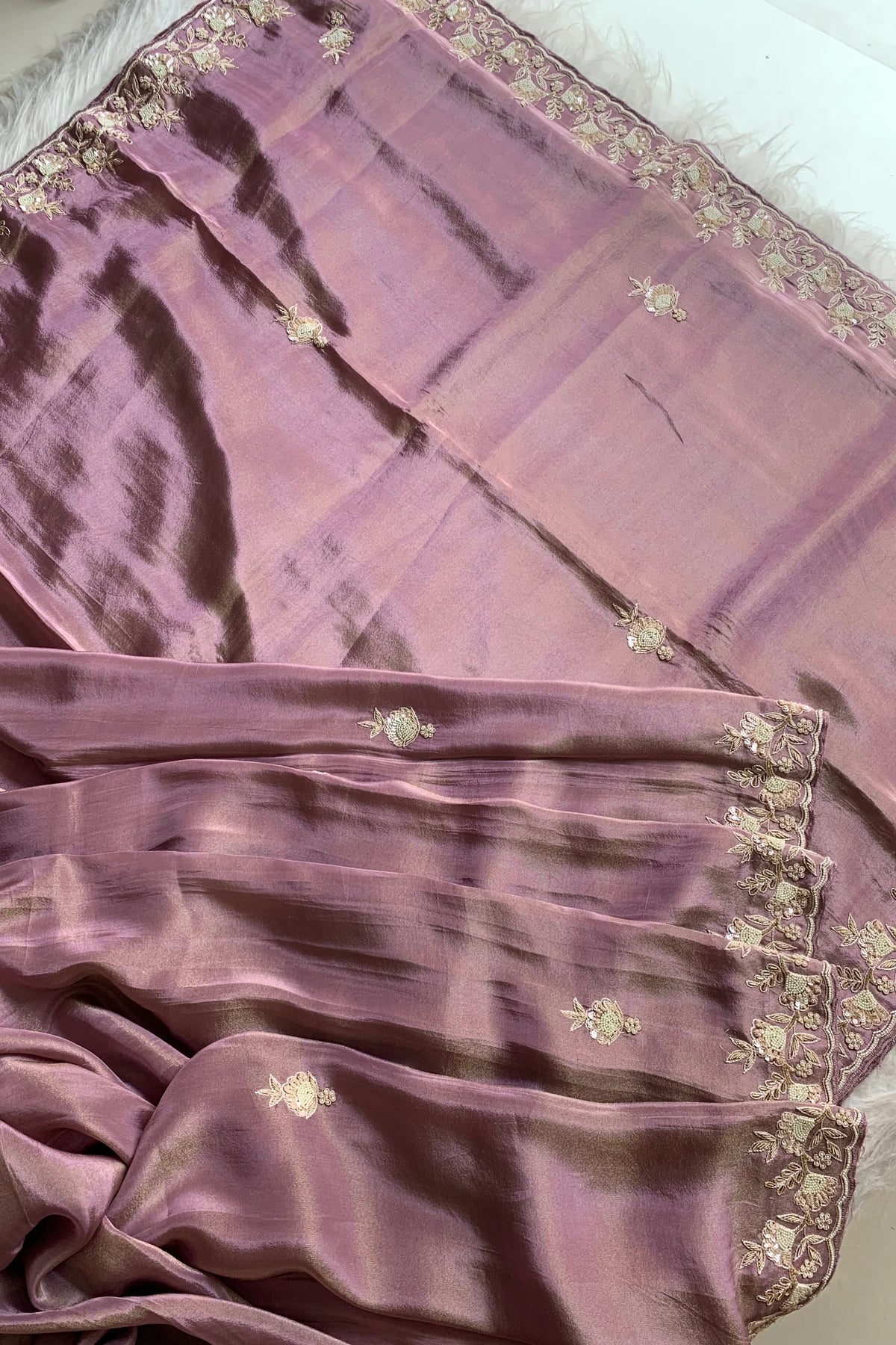 Lilac Embellished Tissue Saree 5189 02