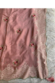 Blush Pink Chinnon Georgette Saree 5655 05