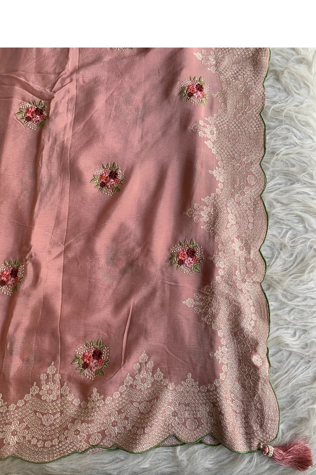 Blush Pink Chinnon Georgette Saree 5655 05