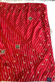 Red Leheriya Russian Silk Saree with Applique 5846 04