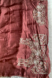 White & Brown Designer Organza Saree 5659 07