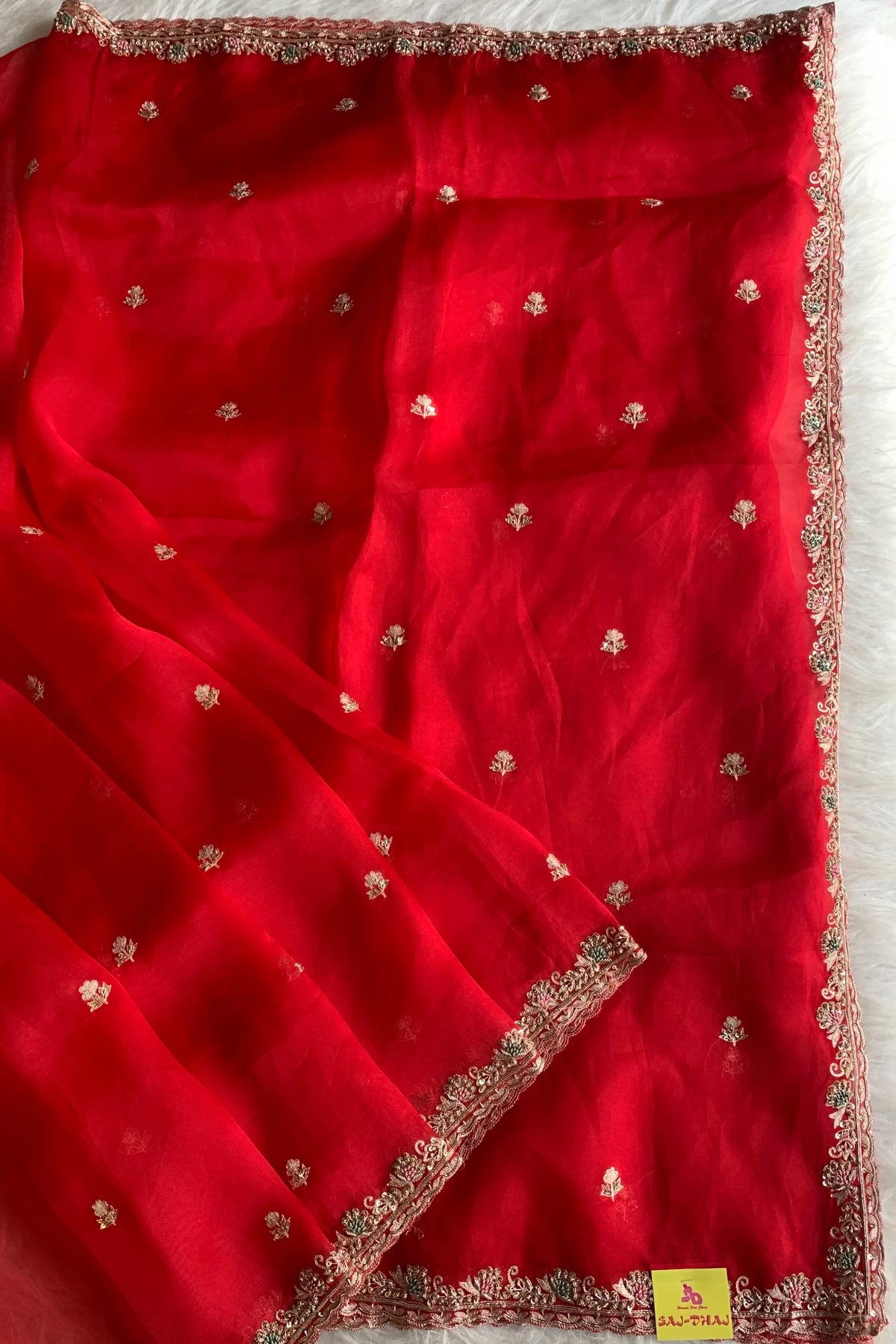 Red Organza Saree 5750 11