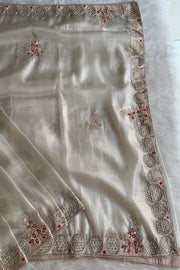 White Embellished Organza Saree 5111 11