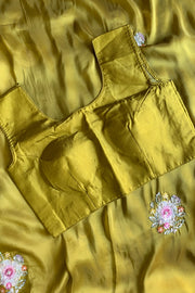 Olive Green Tie-Dye Habutai Silk Saree 5650 02