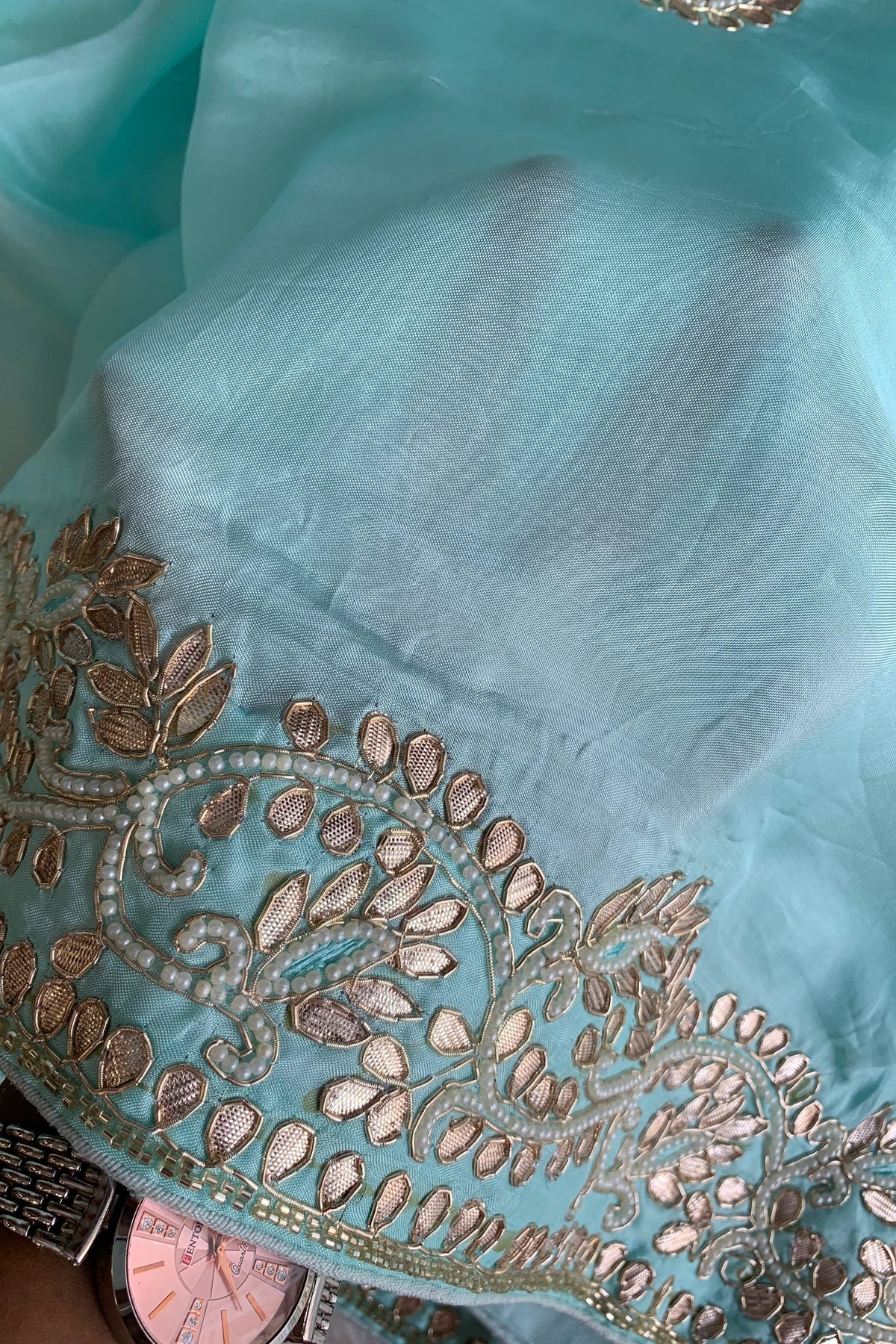 Ice Green Russian Silk Saree 5423 05