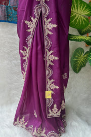 Ethereal Wine Zardosi Saree 5068-02