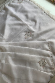 White Embellished Crush Saree 5362 02
