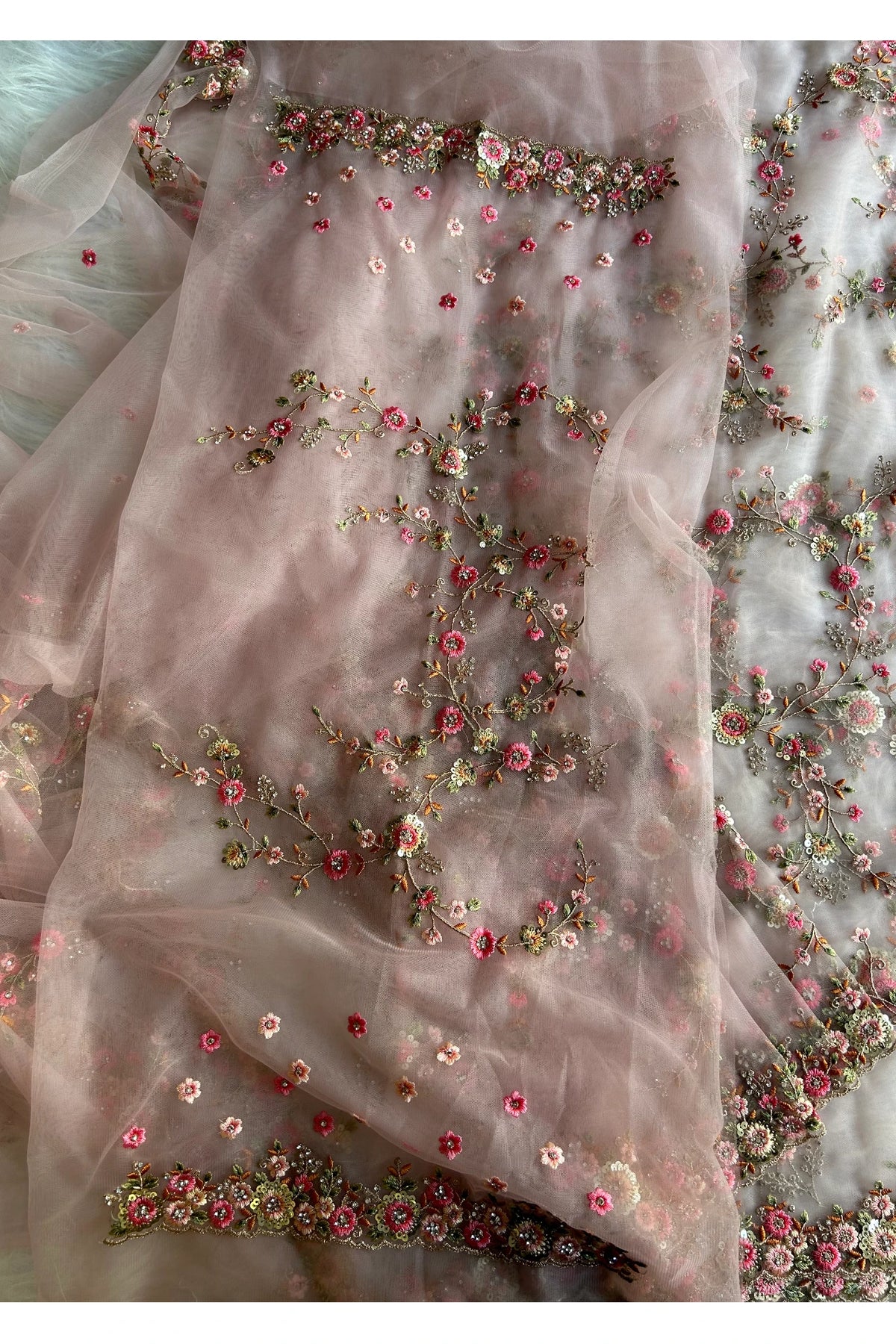 Elegant Net Jaal Saree - 5122 01 (PEACH)