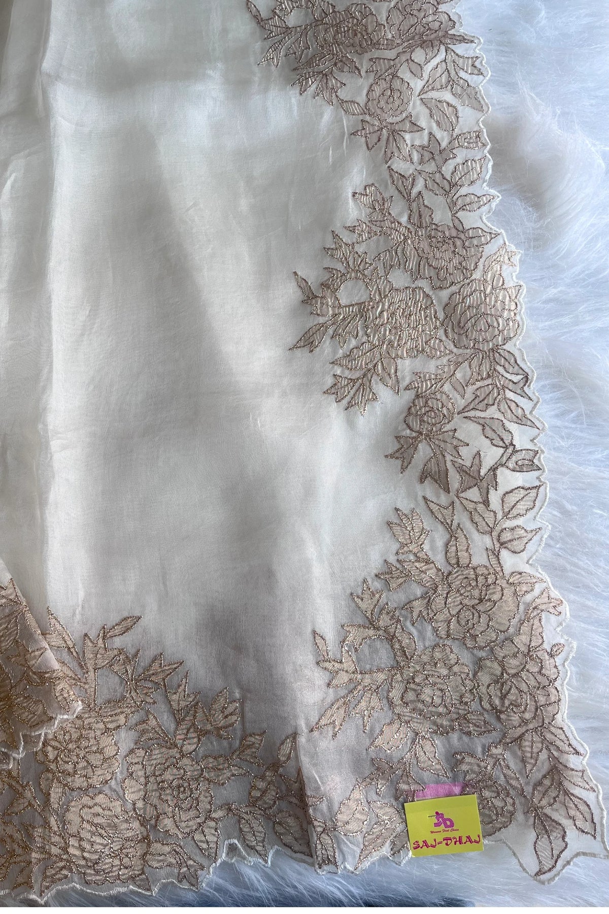 Off White Kora Organza Saree 5818 02