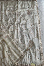 White Habutai Silk Saree 5143 13