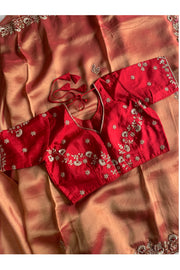 Brick Tissue Silk Saree 5526 02