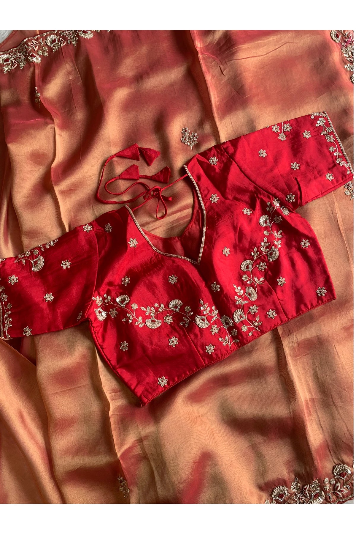 Brick Tissue Silk Saree 5526 02