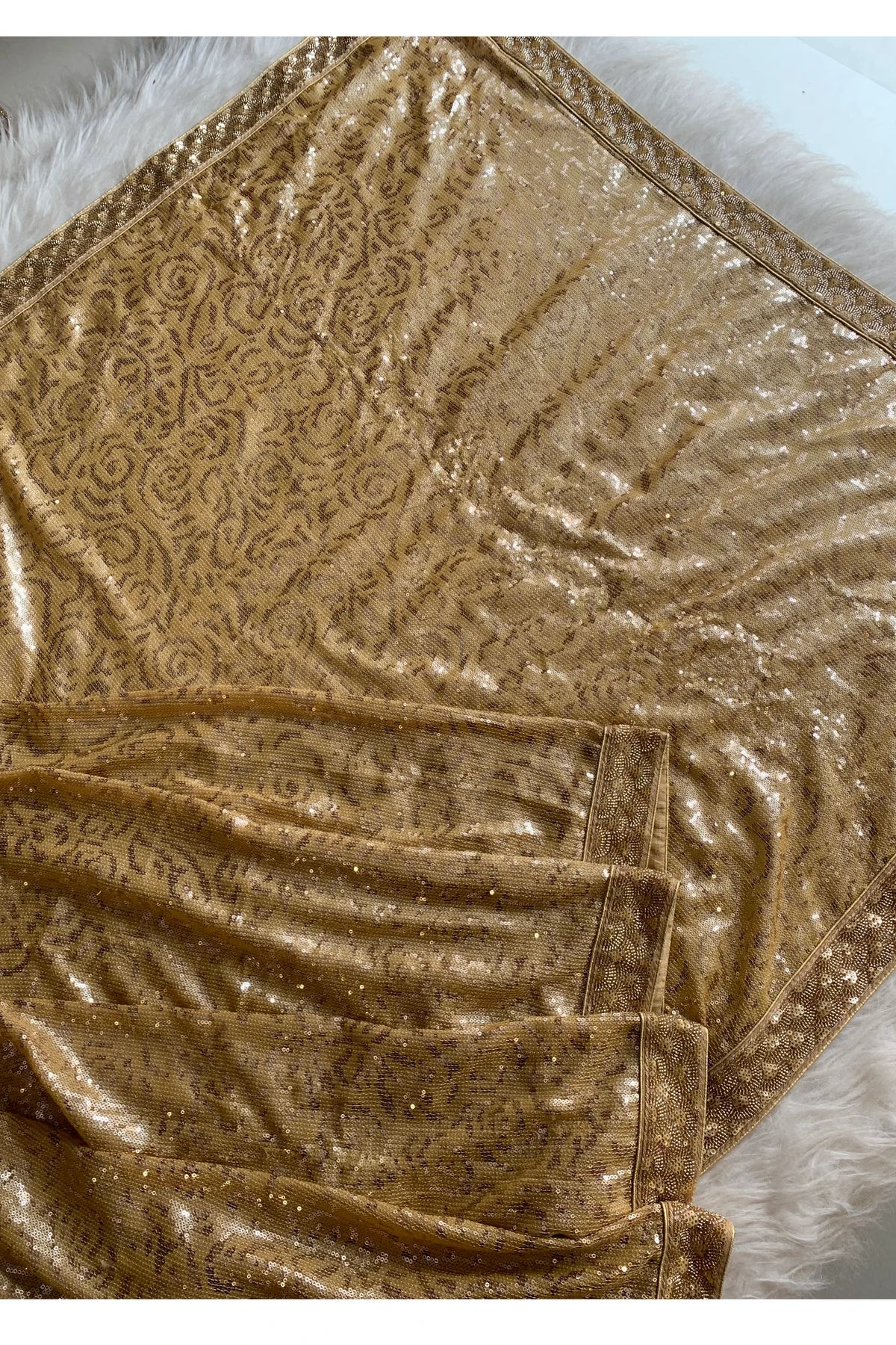 Gold Fancy Sequin Saree 5801 09