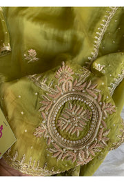 Olive Green Habutai Silk Saree 5764 18 (PRE ORDER)