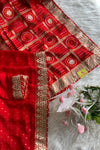 Red Bandhej Russian Silk Saree 5772 10