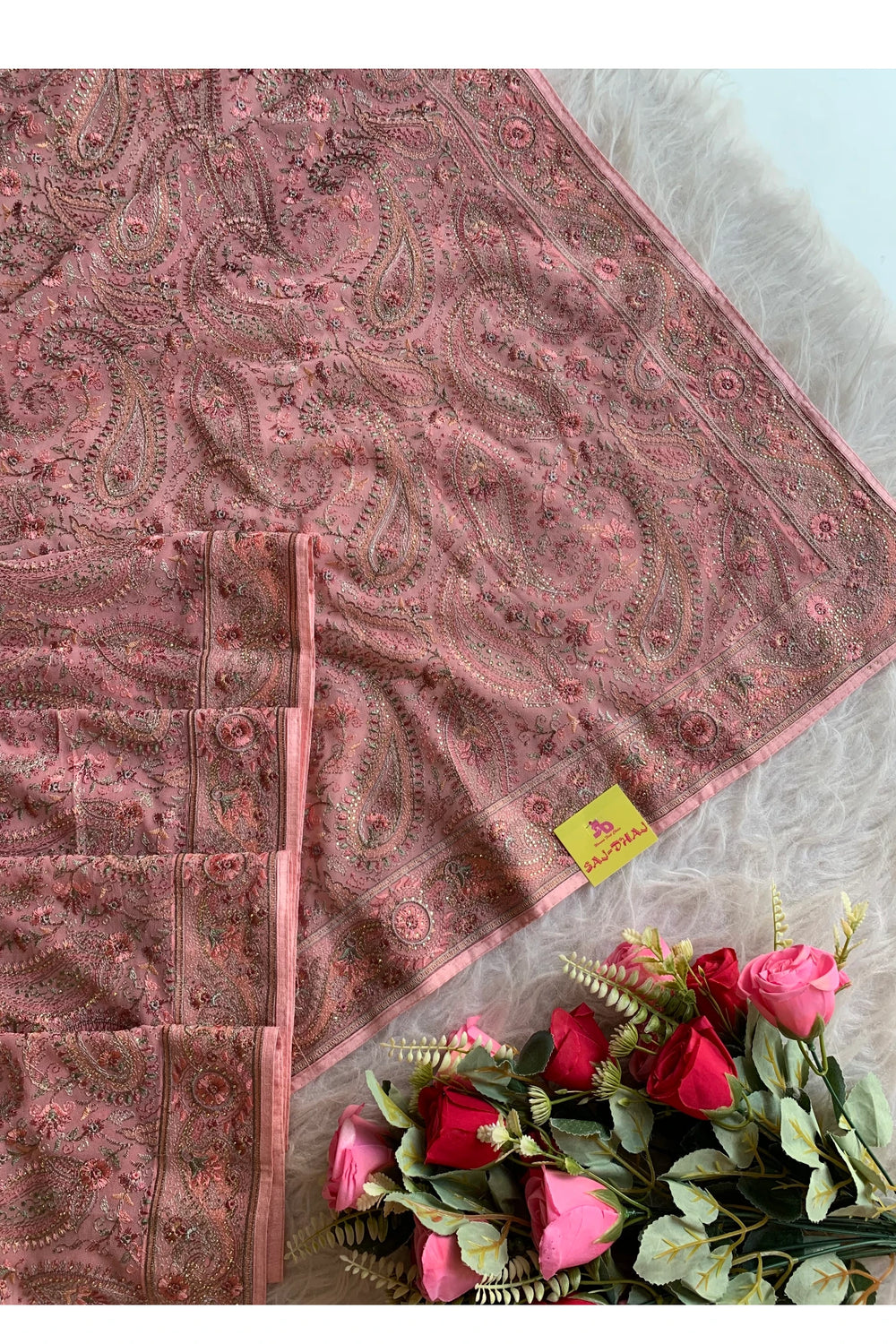 Pastel Pink Chikankari Saree 5758 03
