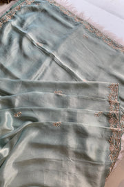 Sea Green Aari Embellished Tissue Saree 5792 02