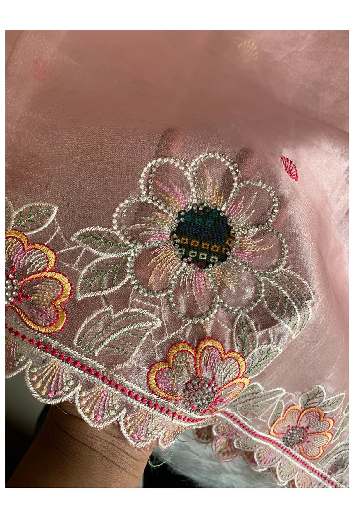 Peach Tissue Organza Saree 5786 09
