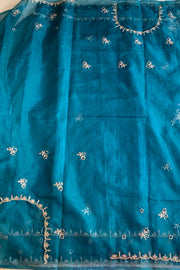 Peacock Blue Soft Organza Saree 5850 04