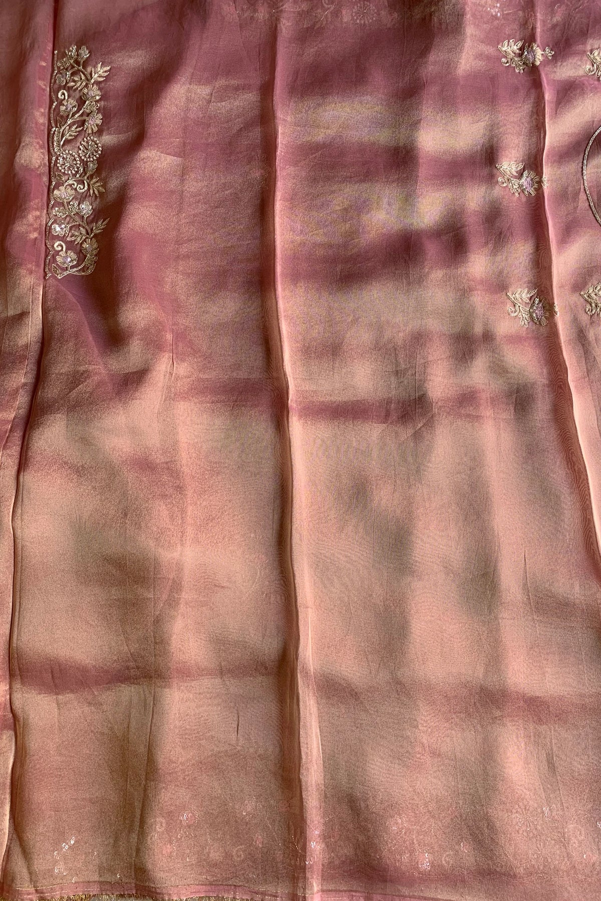 Onion Pink Embellished Tissue Saree 5664 05