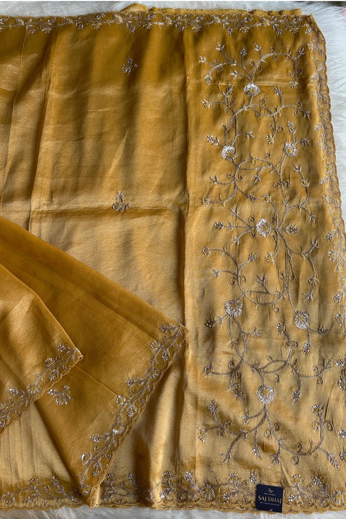 Mustard Yellow Kanchi Tissue Saree 5792 02