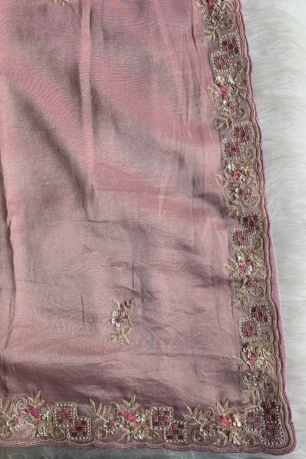 Peach Aari Thari Tissue Saree 5760 01