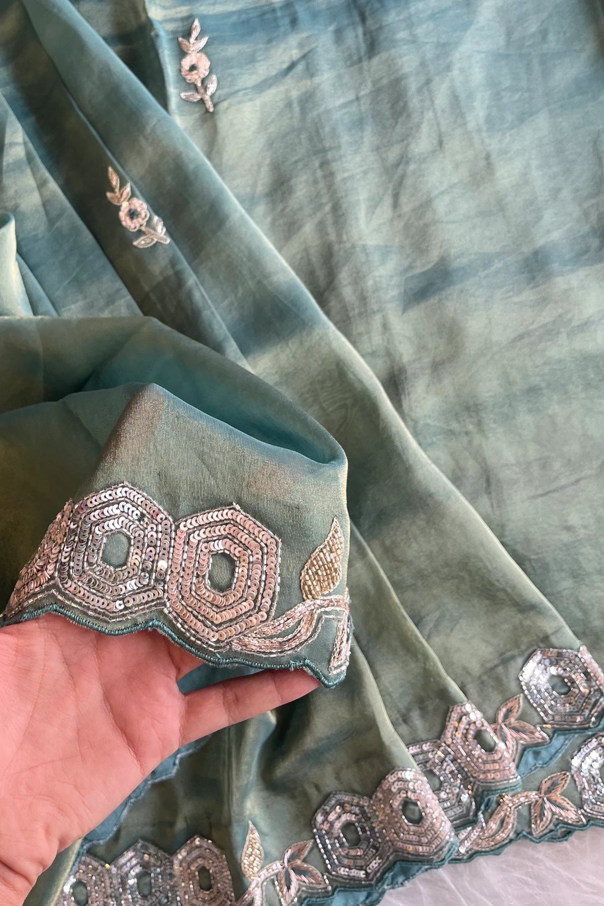 Blue Tissue Designer Saree 5760 01