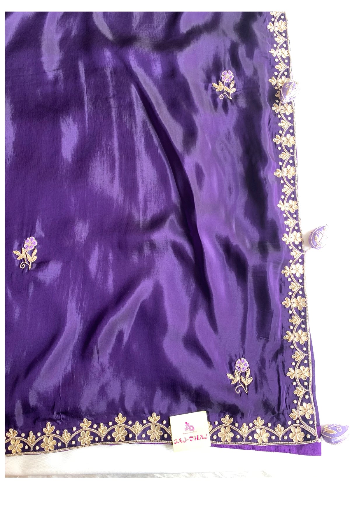 Purple Habutai Silk Saree 5651 22