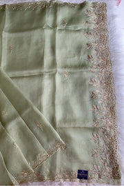 Pista Green Embellished Organza Saree 5843 02