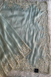 Sky Blue Tissue Organza Saree 5801 02 (PRE ORDER)
