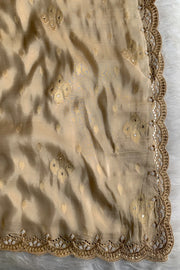 Ivory Banarasi Woven Habutai Silk Saree 5176 02