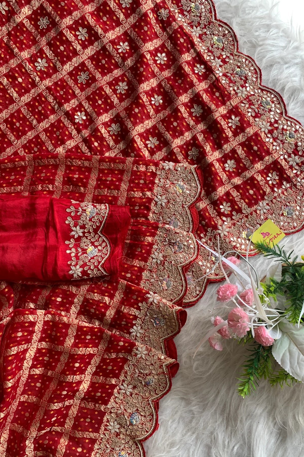 Red Gharchola Gota Patti Saree 5700 16