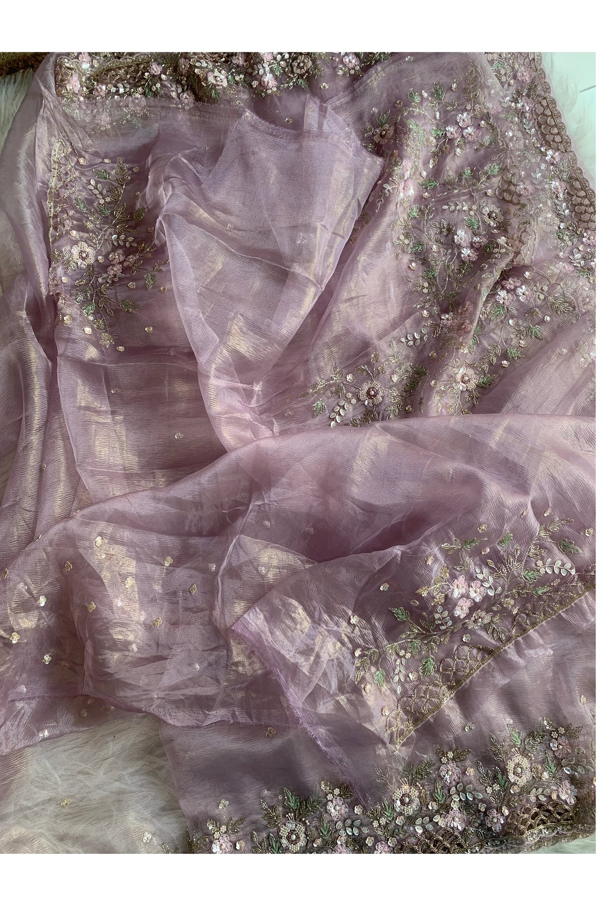 Light Lavender Crush Organza Saree 5759 06