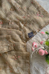 Beige Floral Embellished Tissue Saree 5841 03