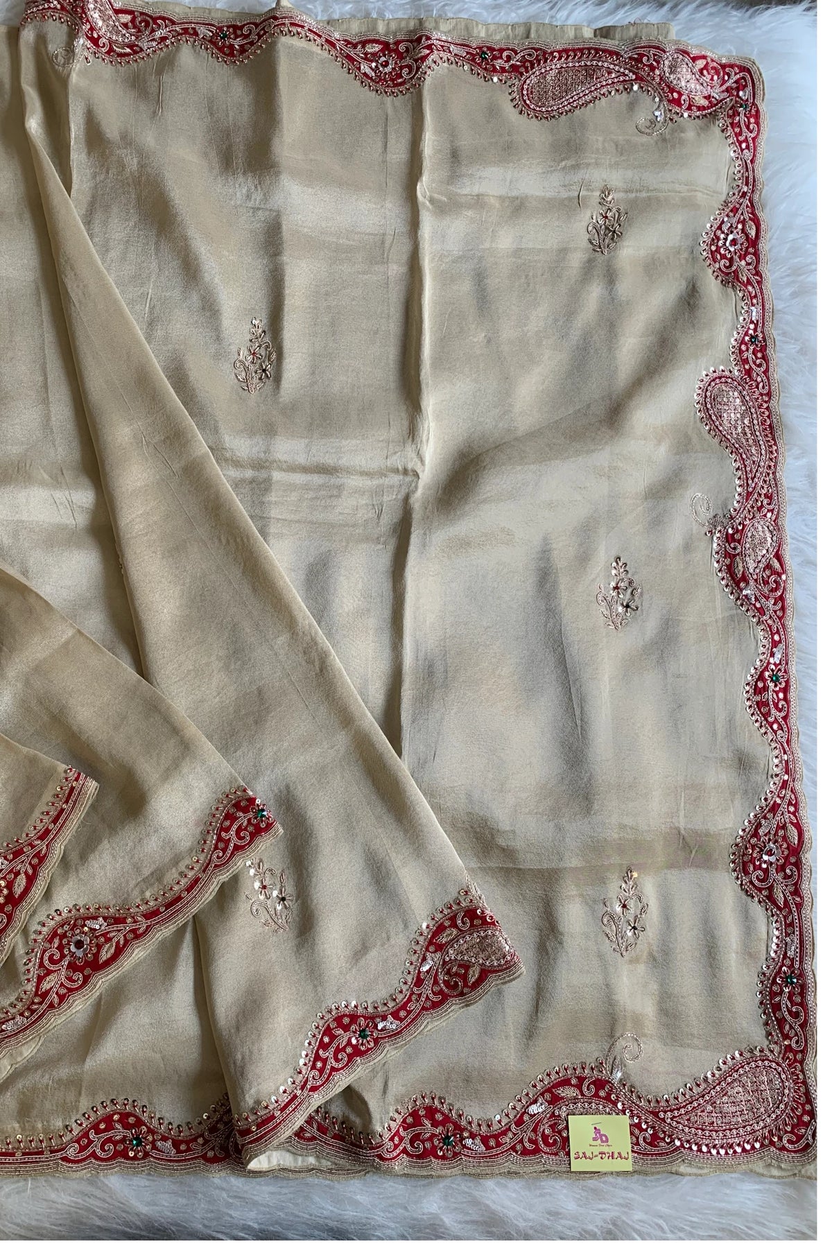 Beige Tissue Saree 5657 12