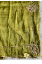 Olive Green Habutai Silk Saree 5764 18 (PRE ORDER)