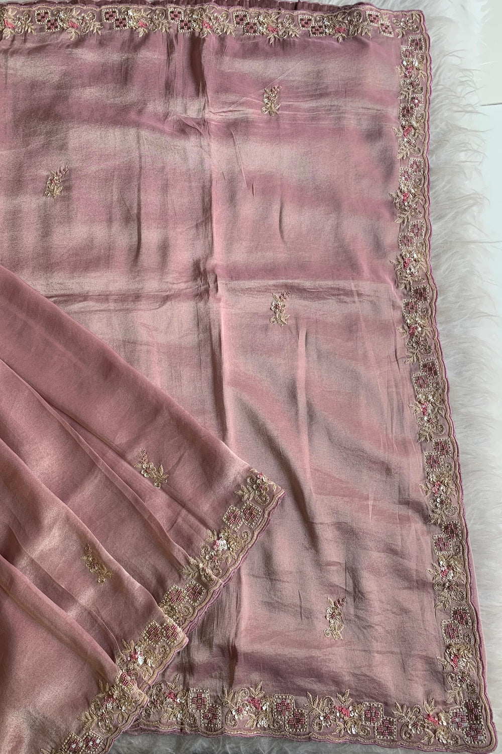 Peach Aari Thari Tissue Saree 5760 01