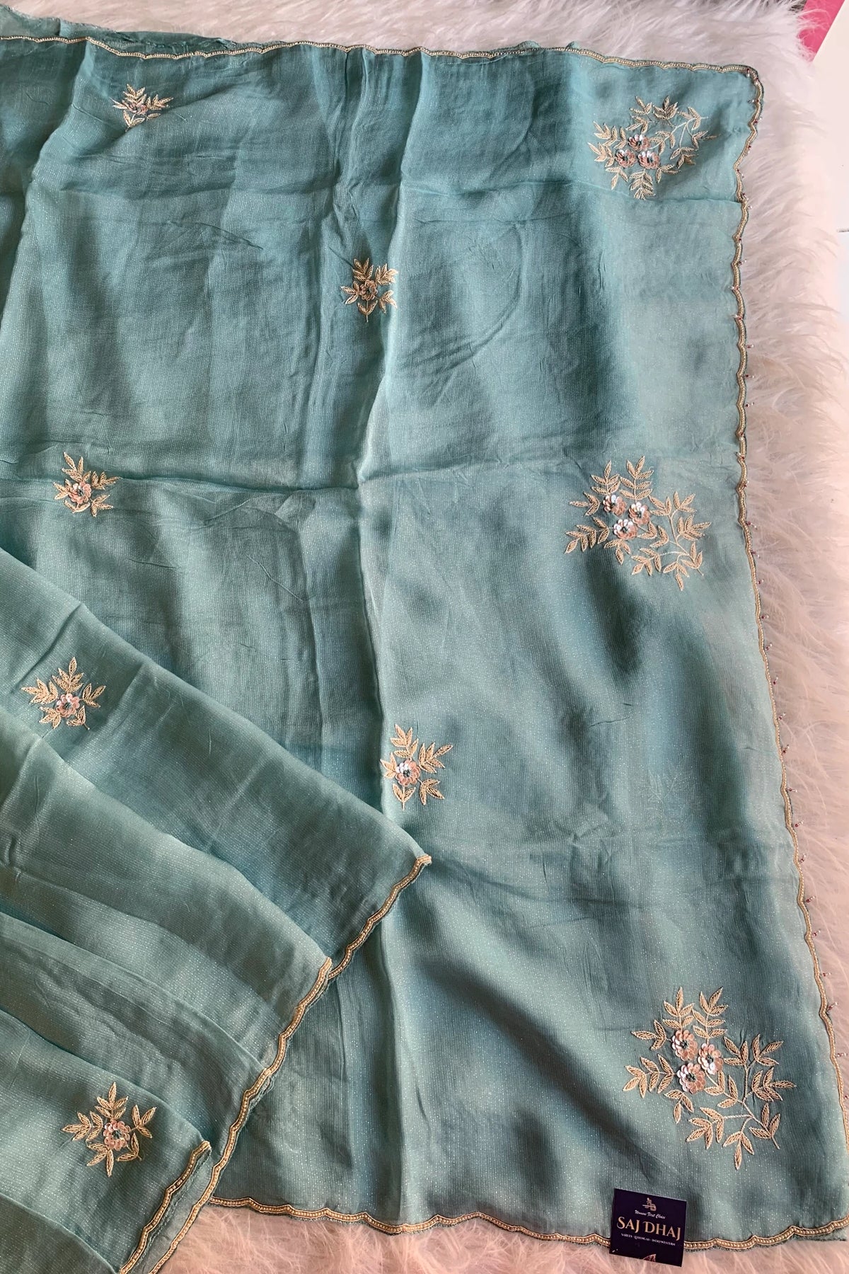 Blue Soft Organza Saree 5848 04