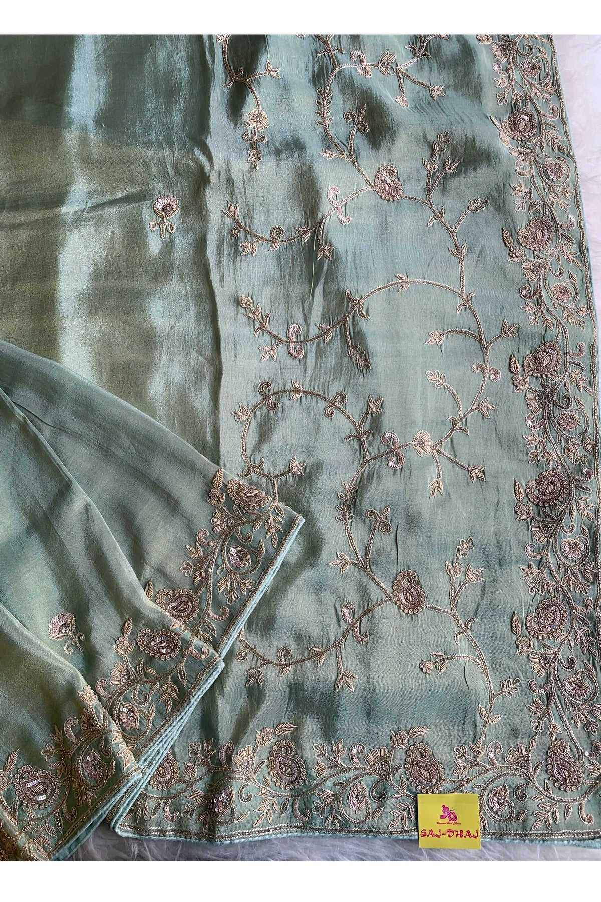 Pista Green Tissue Saree 5520 06