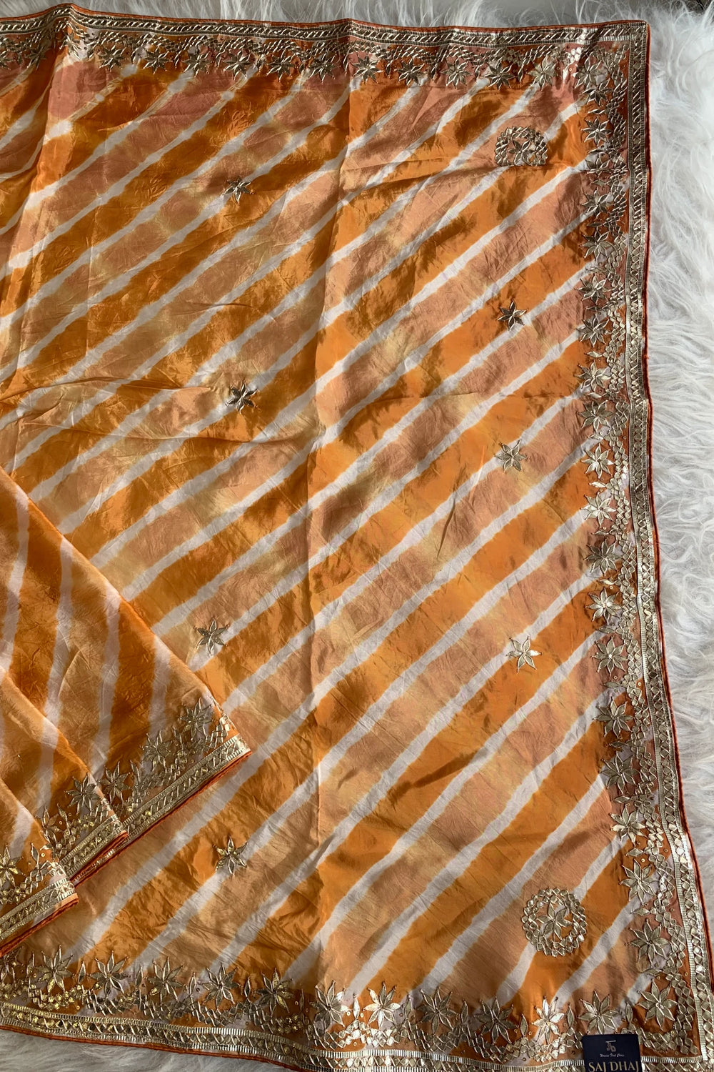 Orange Leheriya Russian Silk Saree 5825 05
