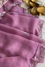 Mauve Saree with Print Blouse 4856 08