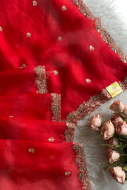 Red Organza Saree 5750 11 (PRE ORDER)