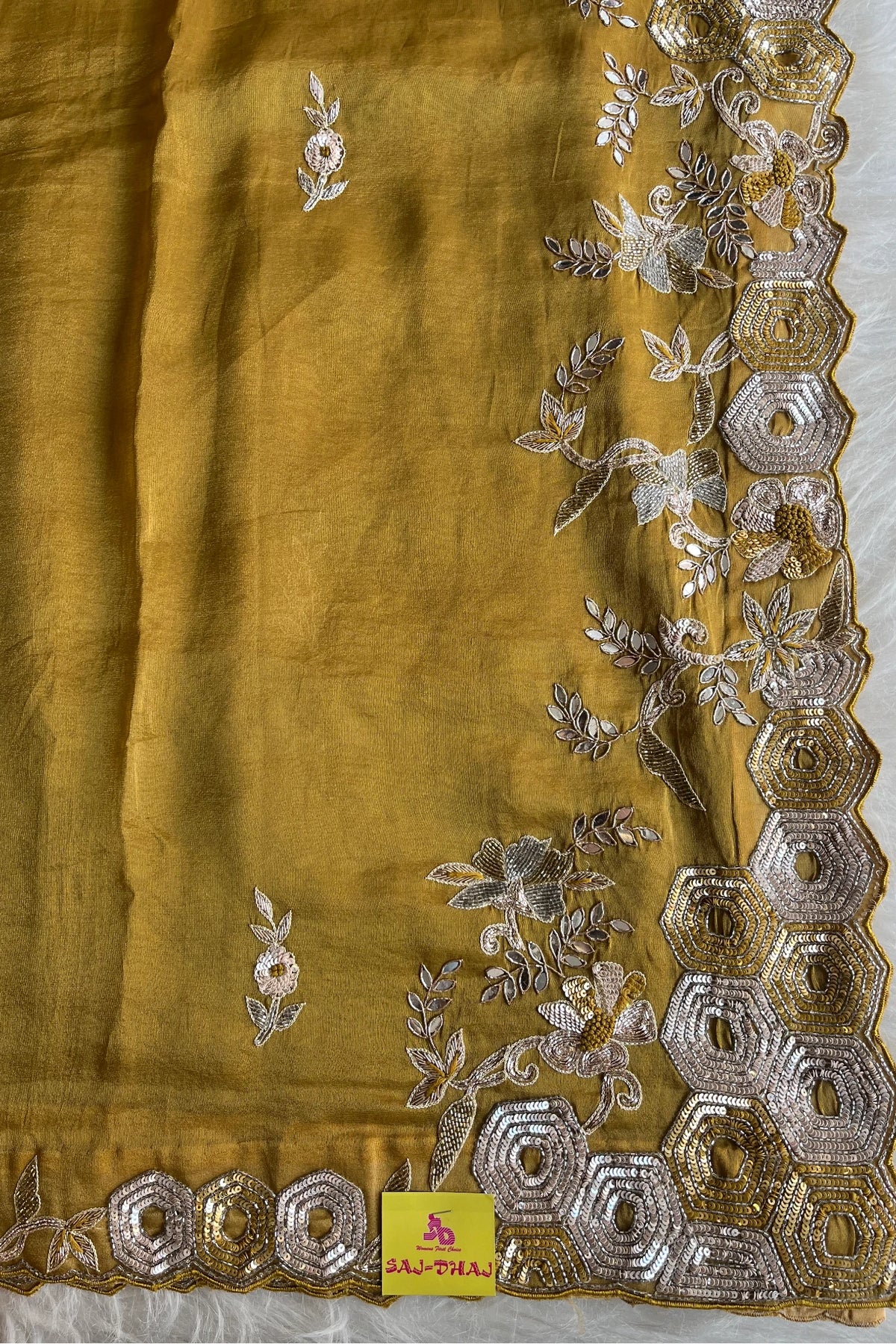 Yellow Tissue Designer Saree 5760 01