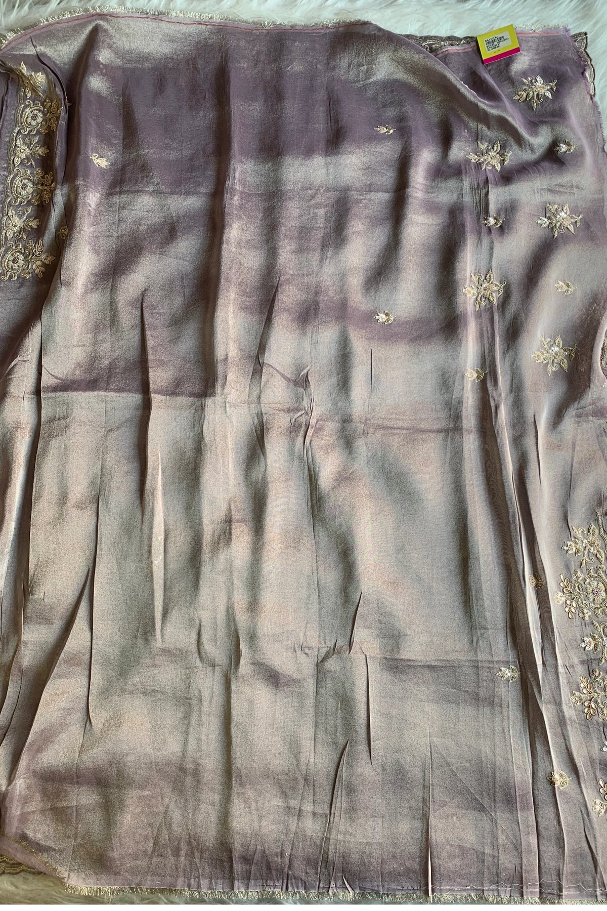 Lilac Aari Embellished Tissue Saree 5760 01